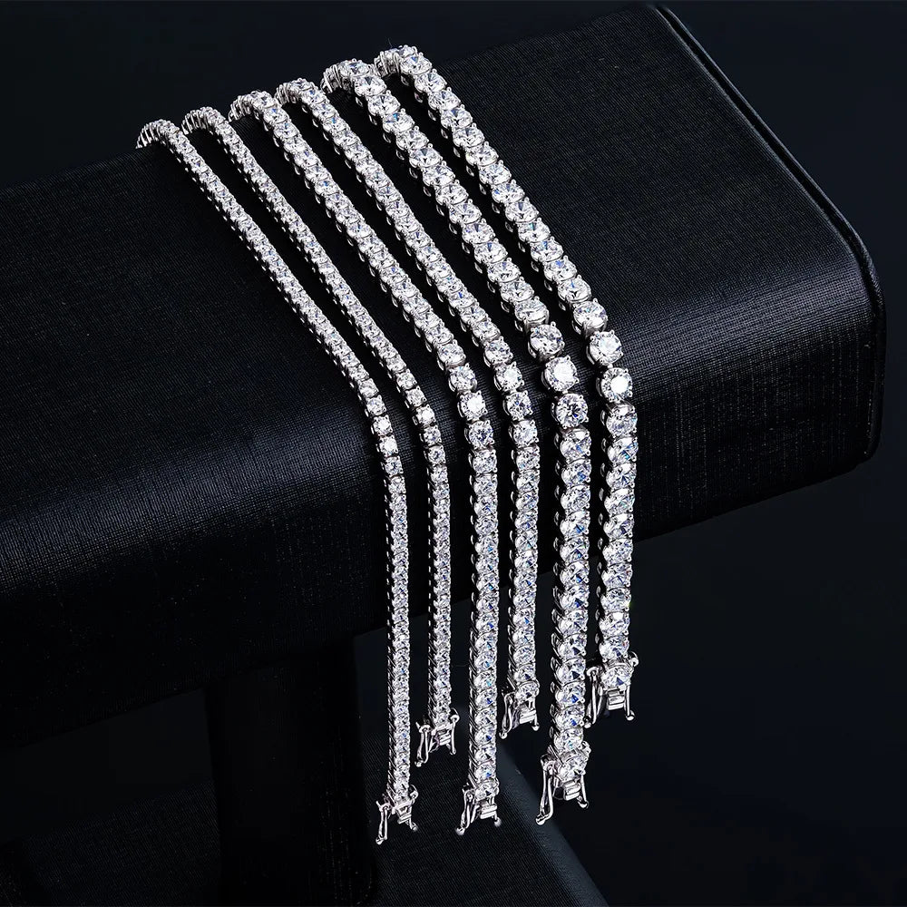 100% Real Moissanite Tennis Bracelet 925 Sterling Silver Plated