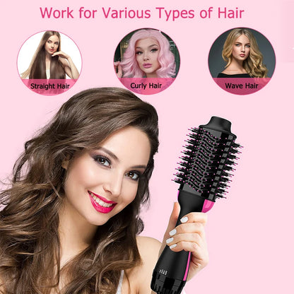 Women Hair Dryer Brush Hair Dryer Straightener Curler Massager