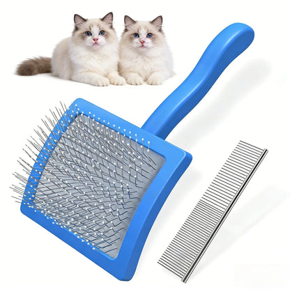 Pet Grooming Brush Set Self Cleaning Slicker Brush