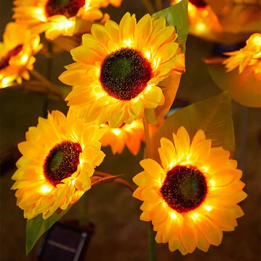 Solar Sunflower Lights 3 Heads 1 Head Garden Stake Outdoor