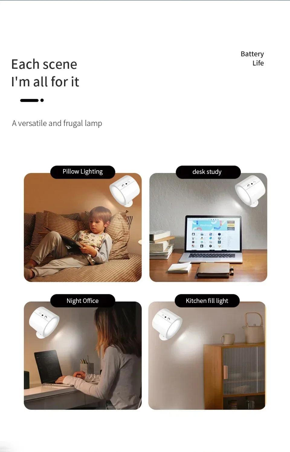 Modern Magnetic LED Wall Lamp Rechargeable 360° Rotation