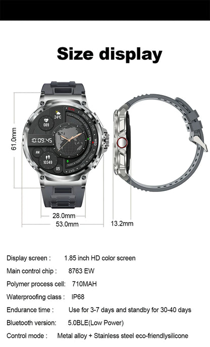 New Military GPS V69 Smart Watch Men 1.85 inch 710 mAh
