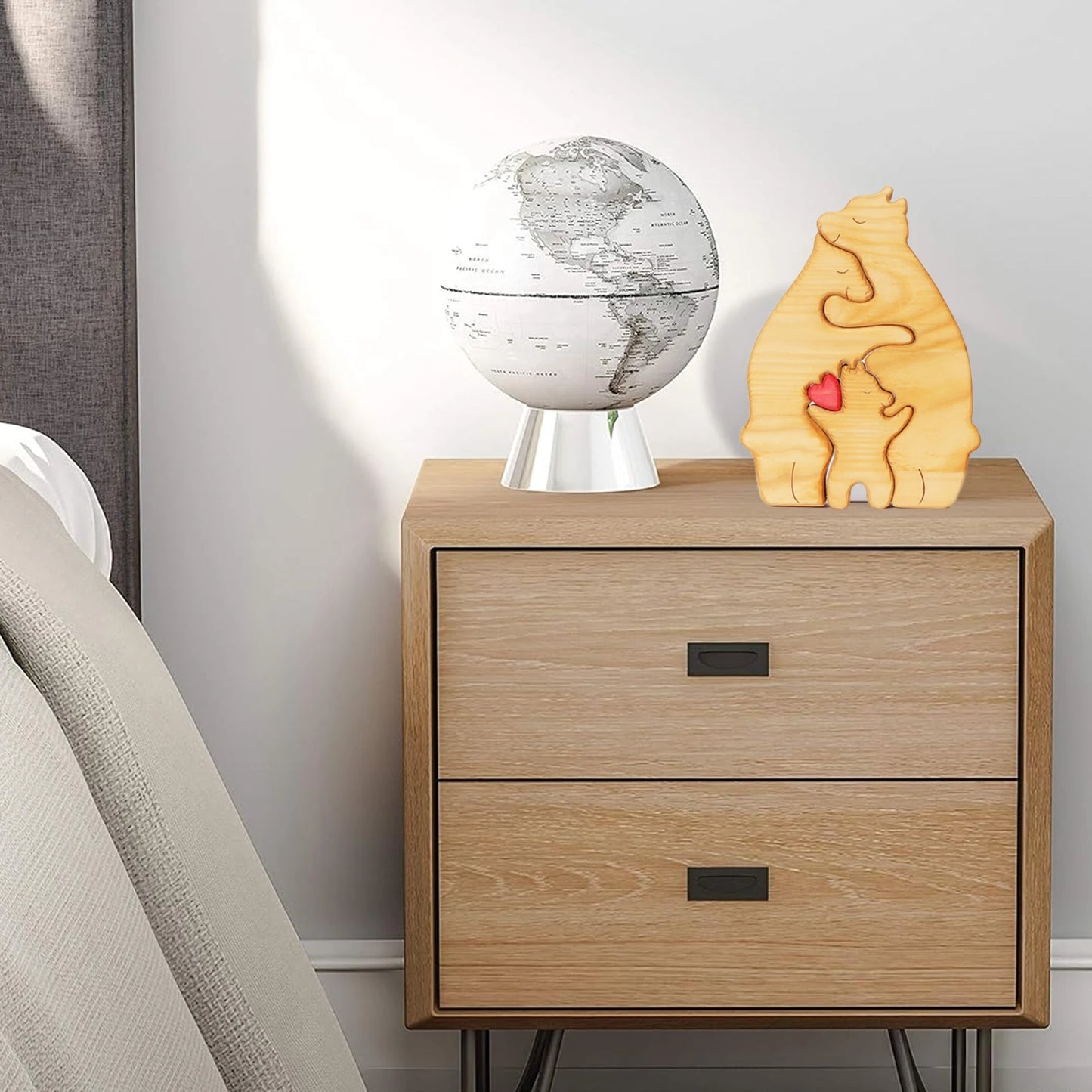 Art Wooden Bear Family Puzzle Personalized Name Custom