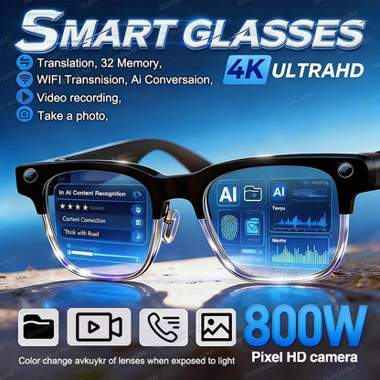 800W Pixel Camera Smart Glasses Men Video Recording AI Photo