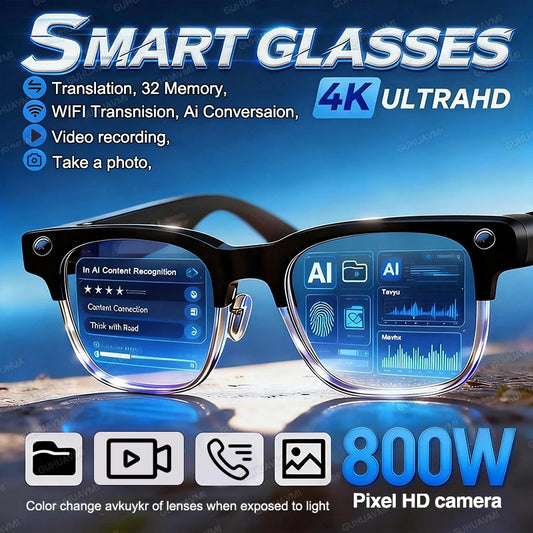 800W Pixel Camera Smart Glasses Men Video Recording AI Photo
