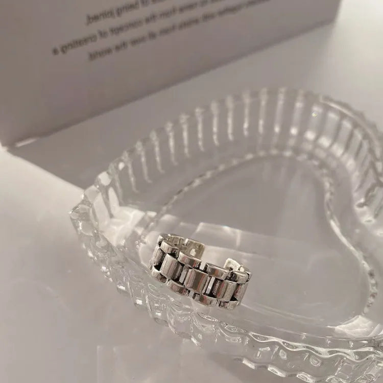 VENTFILLE 925 Sterling Silver Finger Rings Hollow Chain