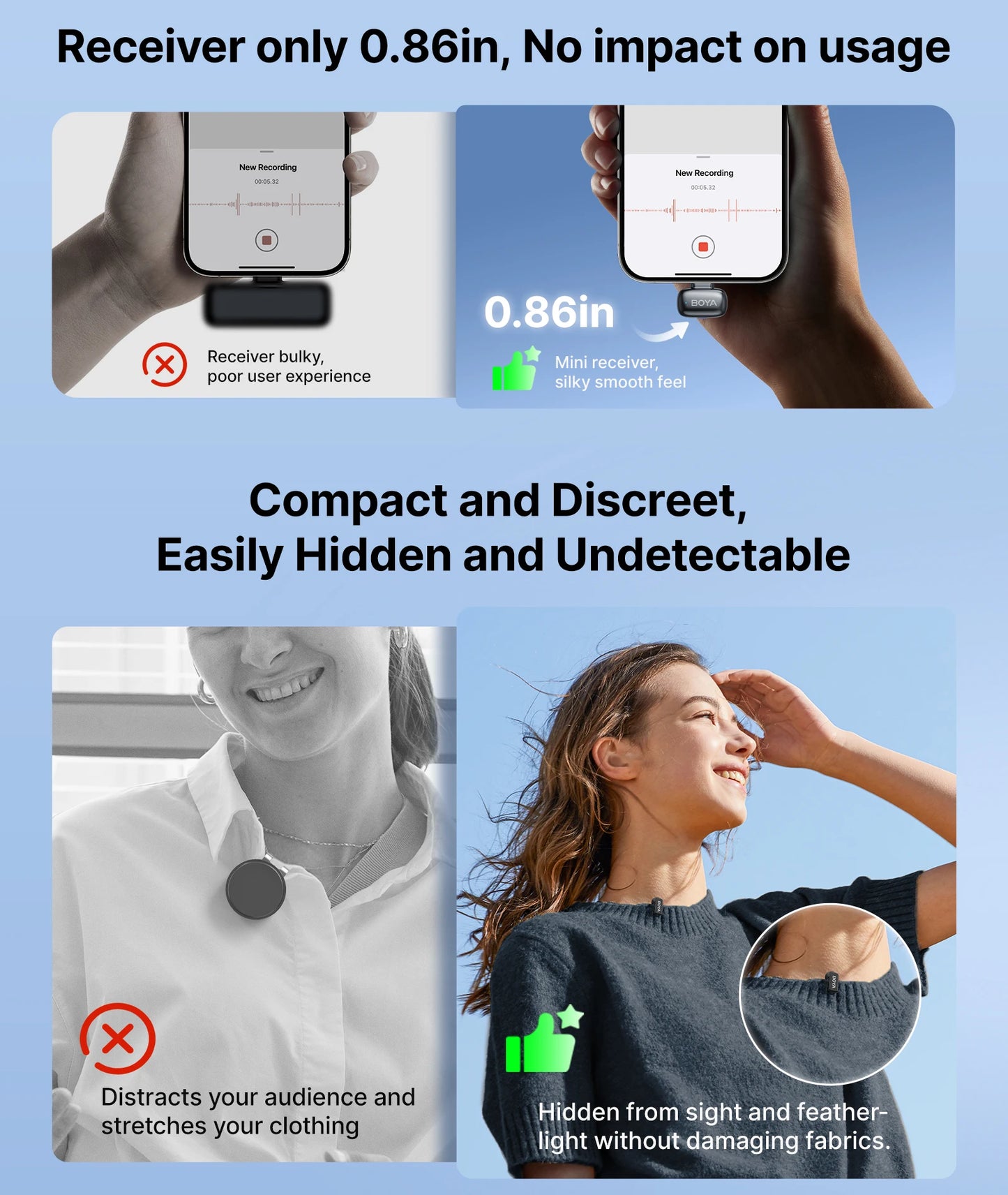 BOYA Mini 2 Wireless Lavalier Microphone AI Noise Reduction