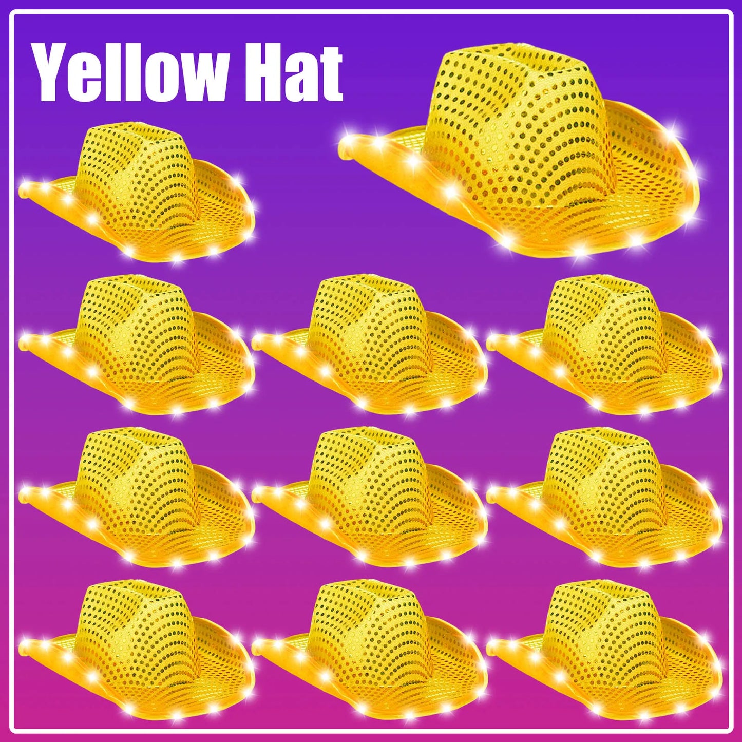 LED Cowboy Hats Wedding Hats Bulk Light up Cowboy Hats
