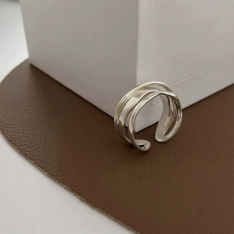 VENTFILLE 925 Sterling Silver Finger Rings Hollow Chain