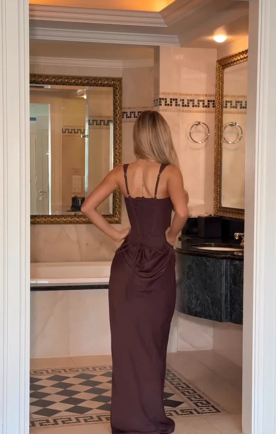 Solid Pleated Sling Dress Women Square Neck Sleeveless