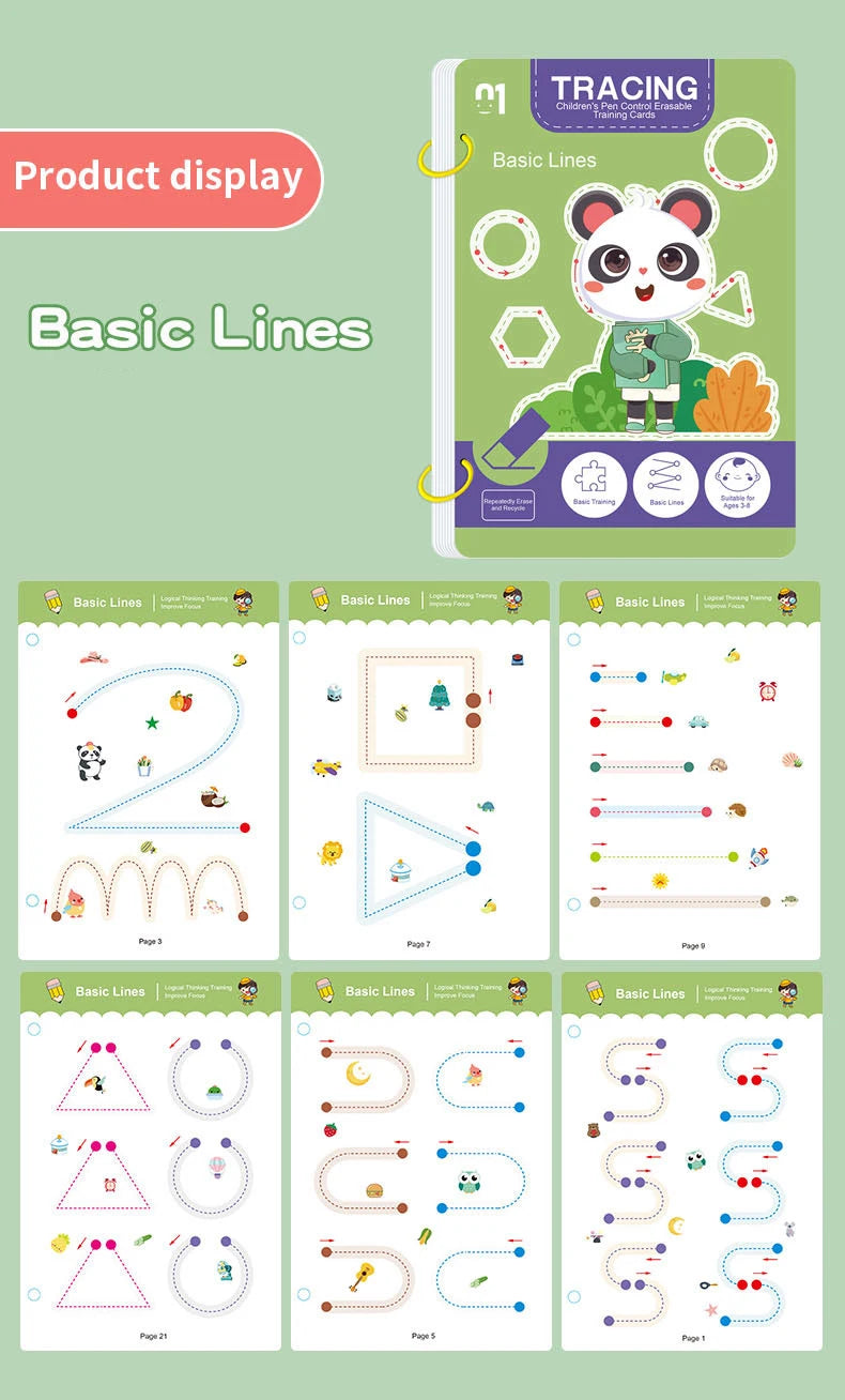 34-Page Children's Reusable Workbook Set