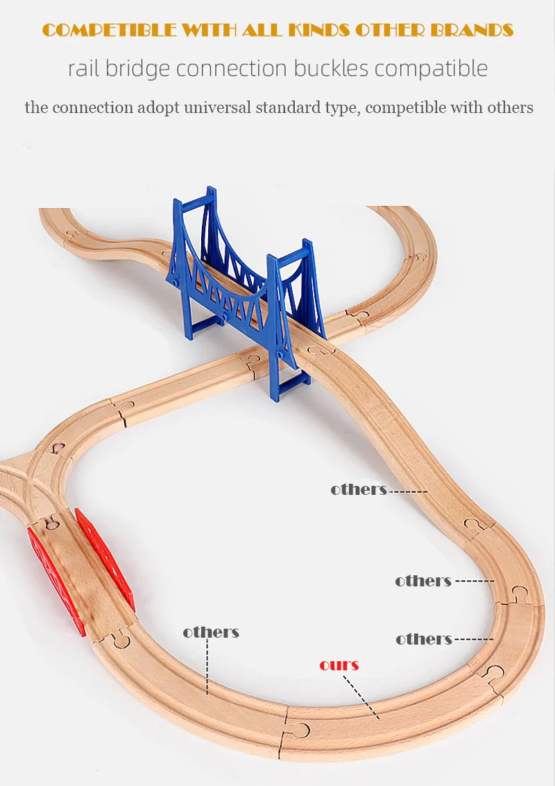 New Kinds Wooden Track Parts Beech Wooden Railway Train