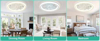 Modern Thin Ceiling Fan Light, White Silent Ceiling Fan