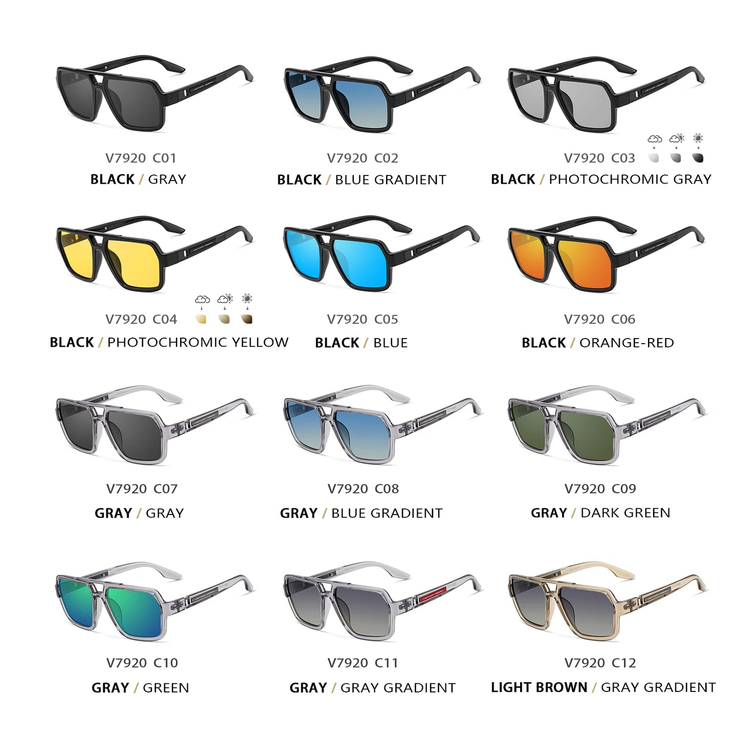 New Arrival Square Sunglasses TR90 Frame Glasses Photochromic
