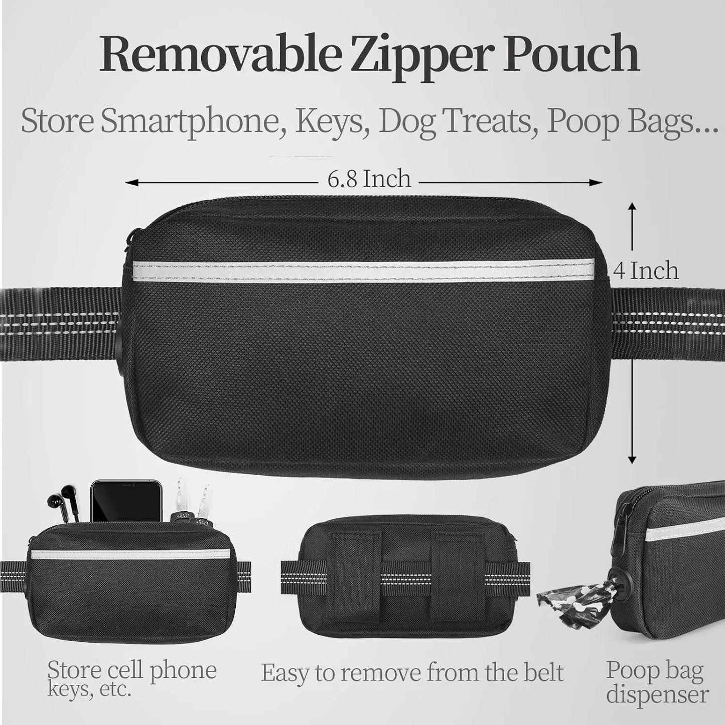 Free Dog Leash with Zipper Pouch Dual Padded Handles