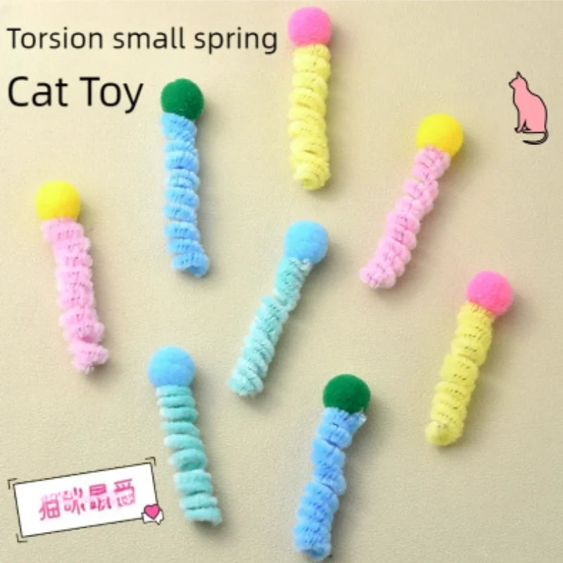 4/200Pcs Interactive Cat Spring Toy Spiral Colors
