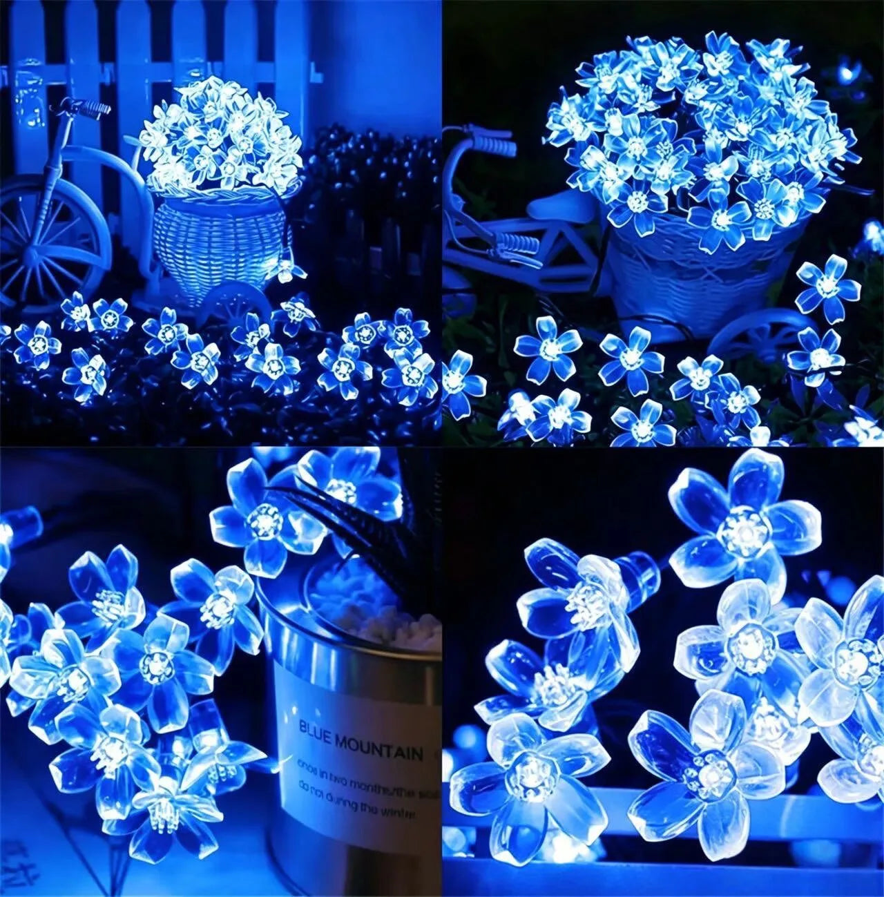 Outdoor Solar Led String Lights Cherry Flowers  Light Strings