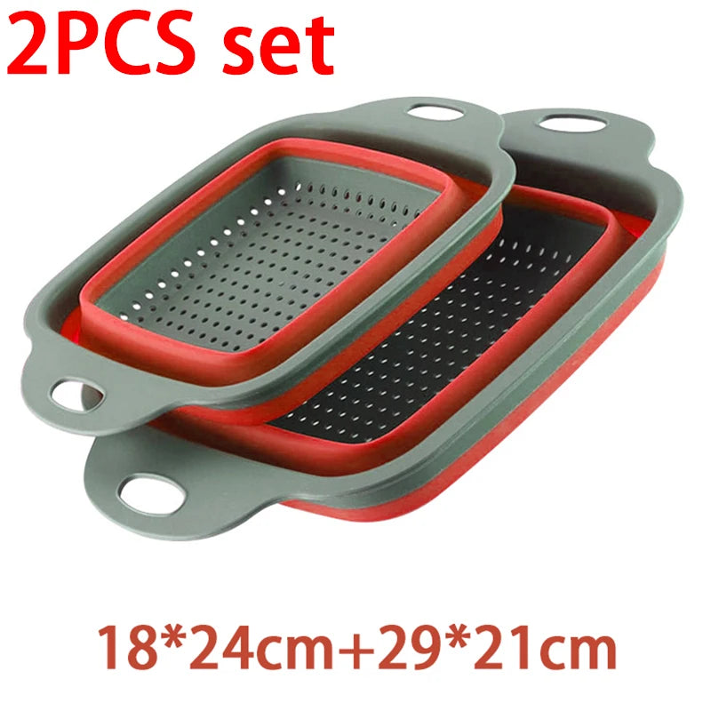 Silicone Folding Drainer Basket Portable Kitchen Strainer