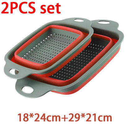 Silicone Folding Drainer Basket Portable Kitchen Strainer