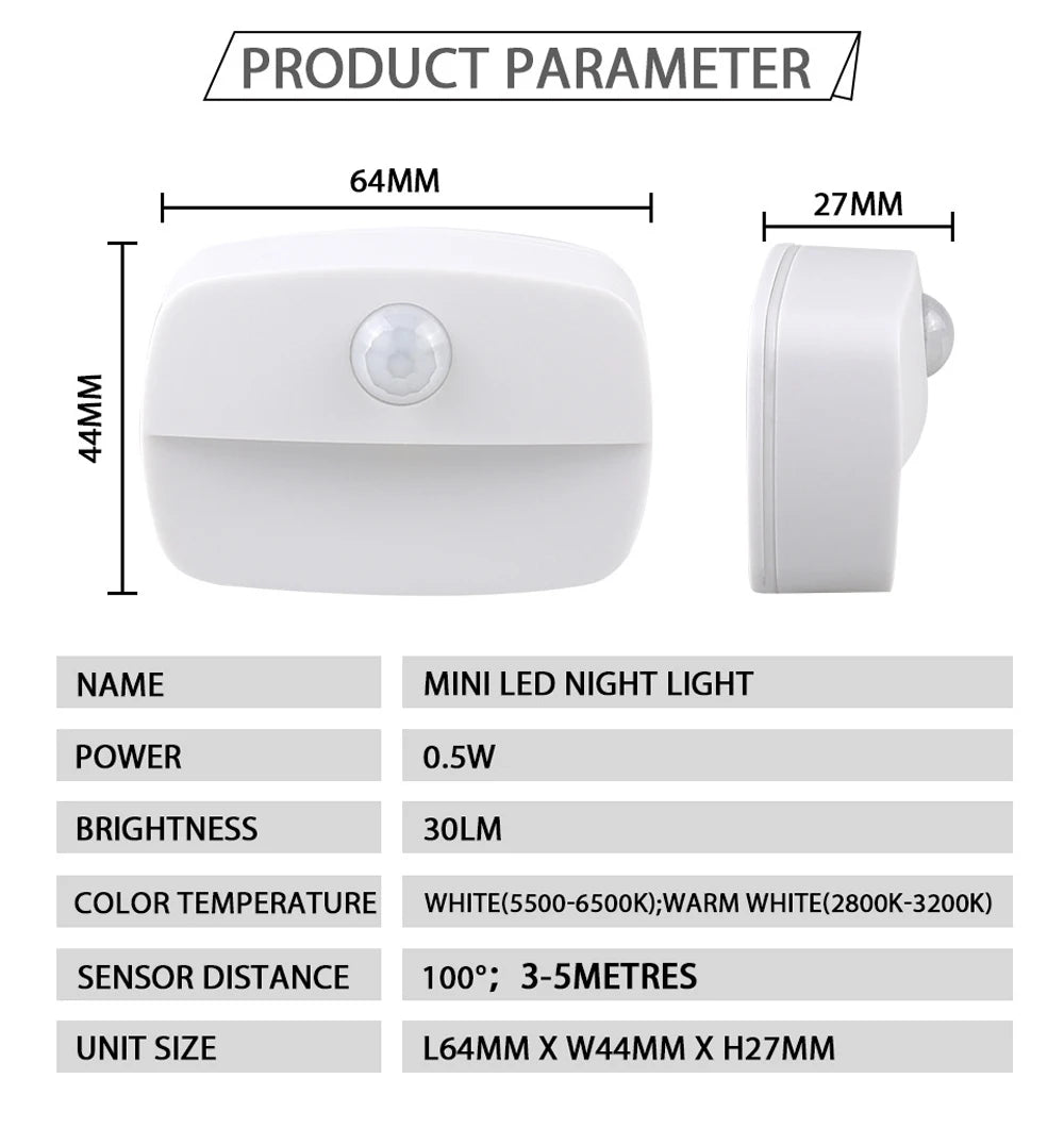 LED Auto ON/OFF Smart Night Lamp Under Cabinet Light