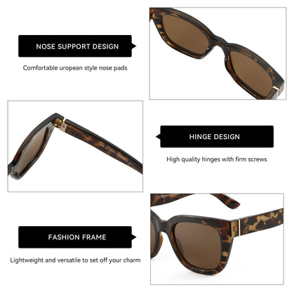 Retro Square Polarized Sunglasses for Women Vintage Sun Glasses