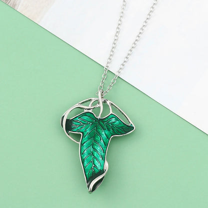 Arwen Evenstar Green Leaf Pendant Necklace for Women