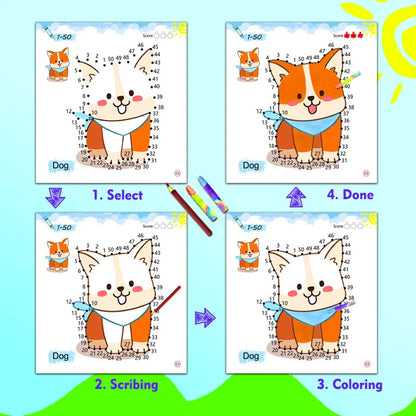 Line drawing, children's doodle books, learning numbers