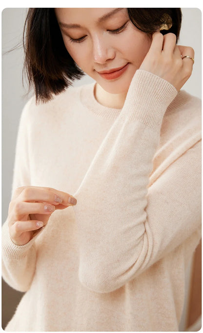 100% Pure Goat Cashmere Knitted Pullovers O-Neck