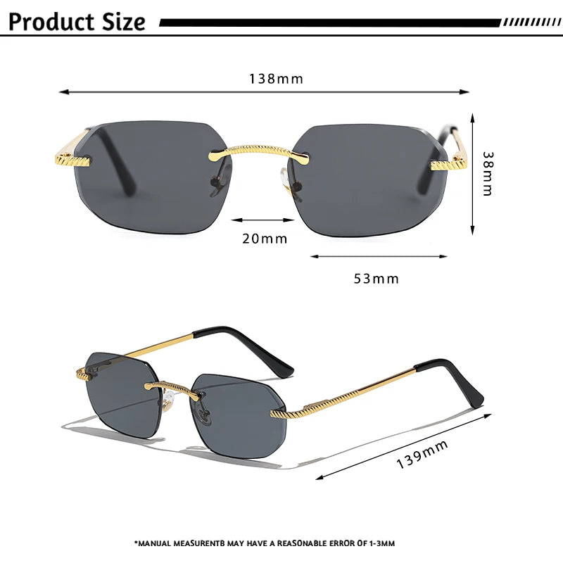 New Retro Rimless Sunglasses Men's Polygon Brand Designer