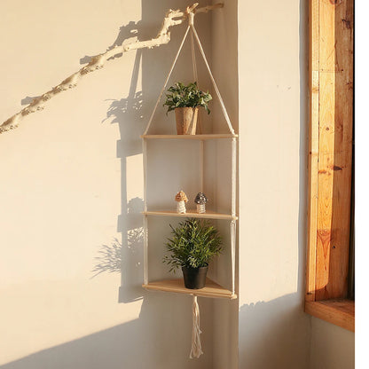 Floating Wall Shelf Wood Triangle Corner Display Stand