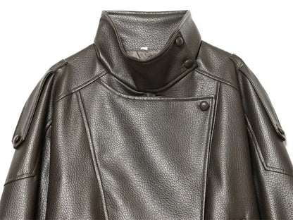 Women's Jacket Fall New Black Long Sleeve Pebble Faux