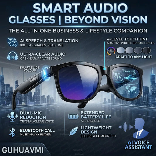 New Touch-Color Change Smart Audio Glasses Men AI Video