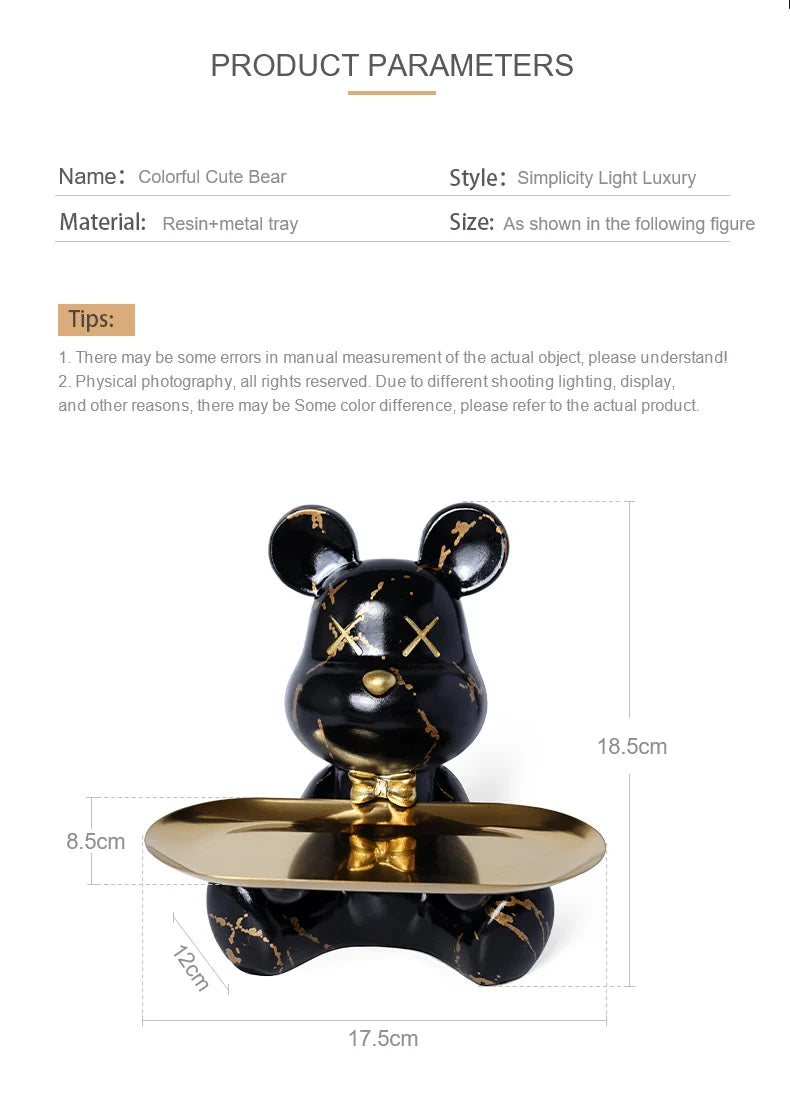 Colorful Bear Statues and Sculptures Butler Figure Ornaments