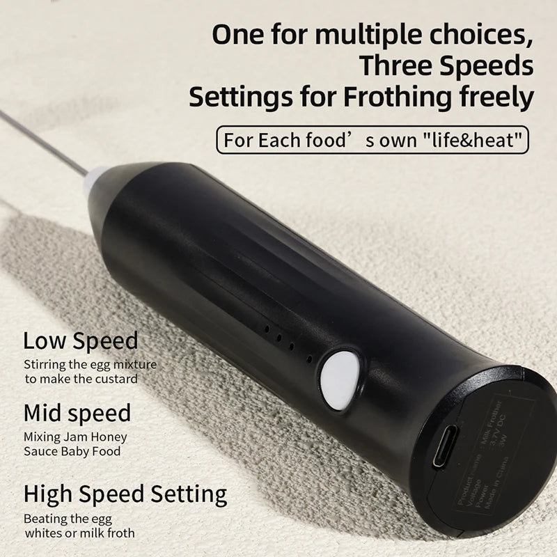 HOT  Electric Milk Frother + Egg Beater Wireless Type-C Charging