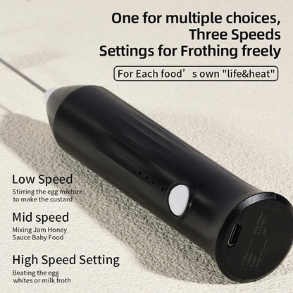 HOT  Electric Milk Frother + Egg Beater Wireless Type-C Charging