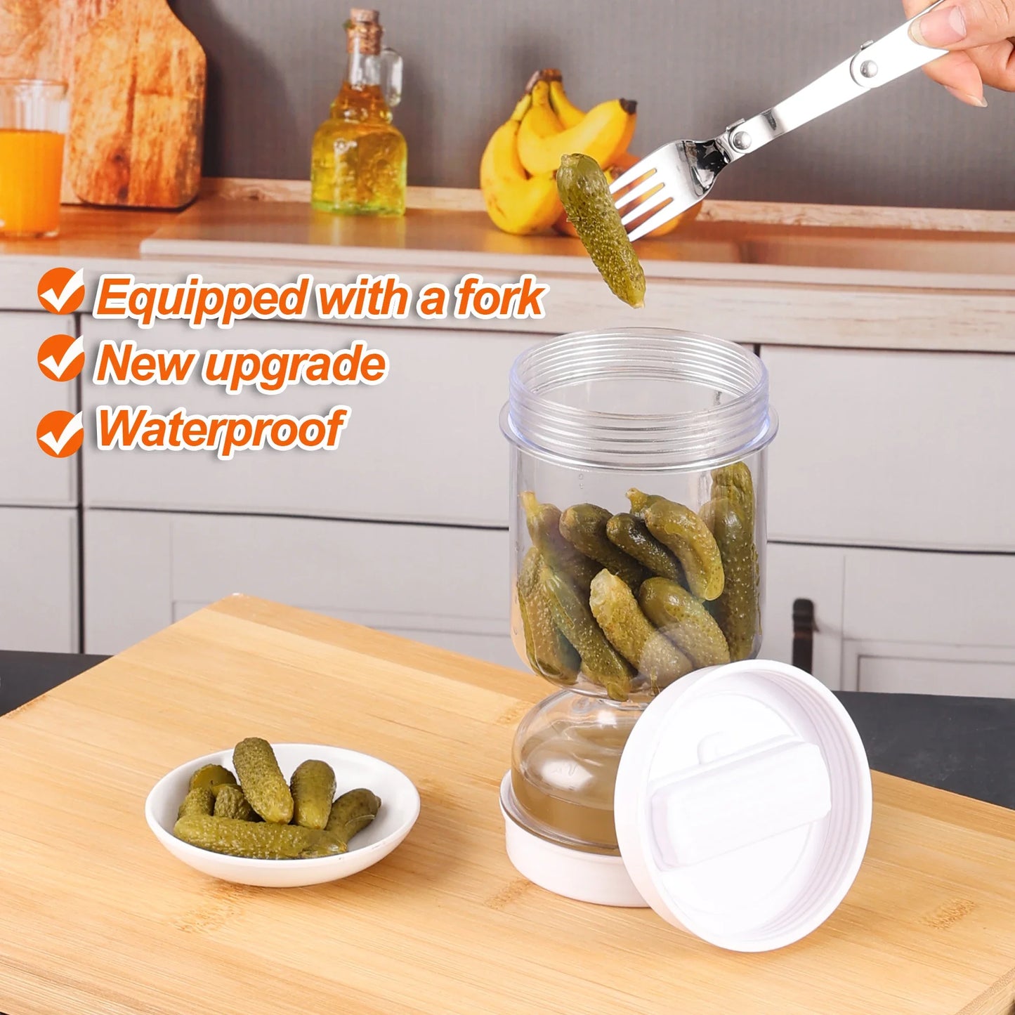 New Olive and Pickle Strainer Jar Olive Container Hourglass