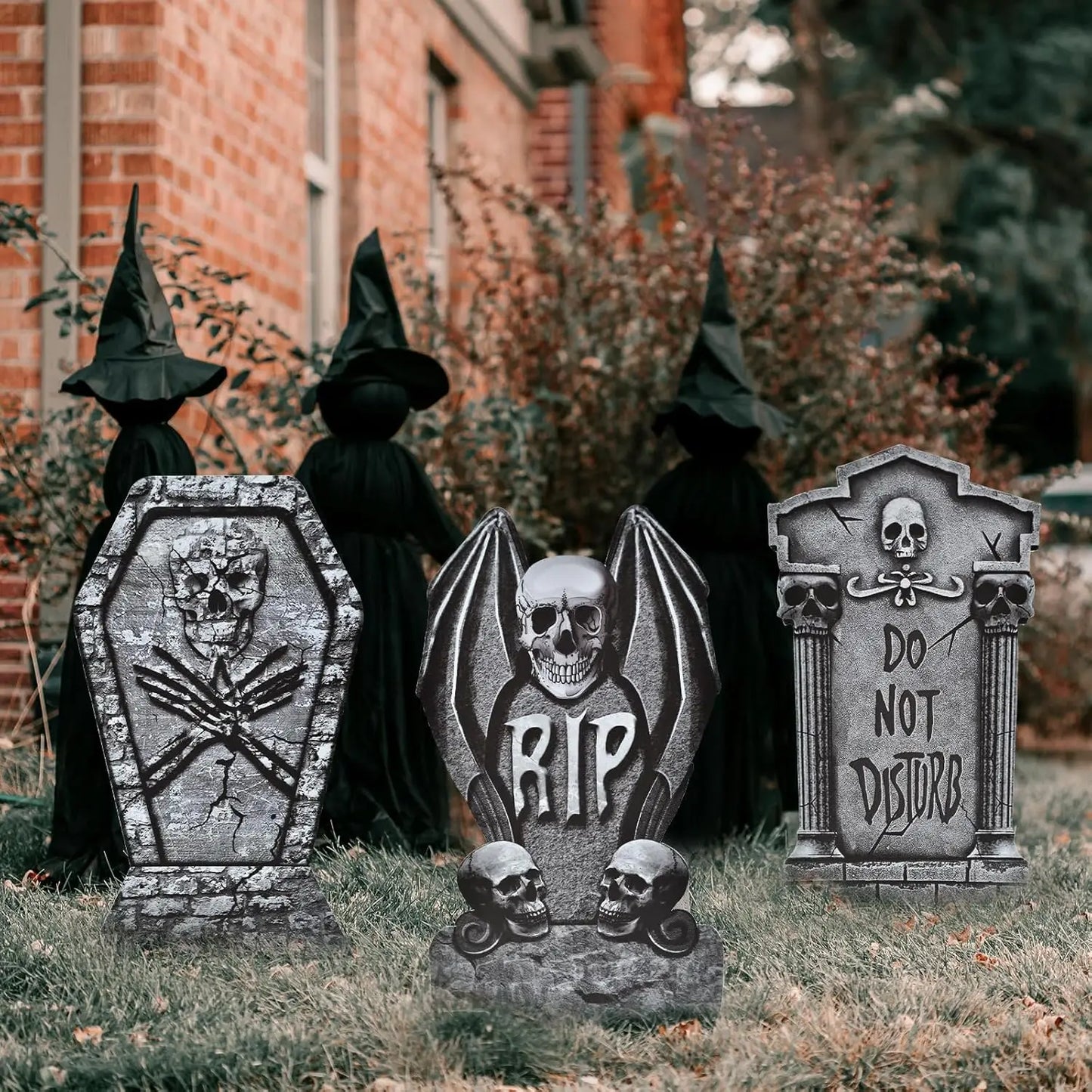 Halloween Tombstone Yard Sign Decorations with Stakes Skeleton