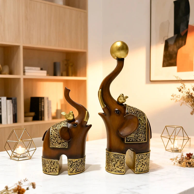 Imitation Wood Grain Animal Sculpture Creative Resin Craft