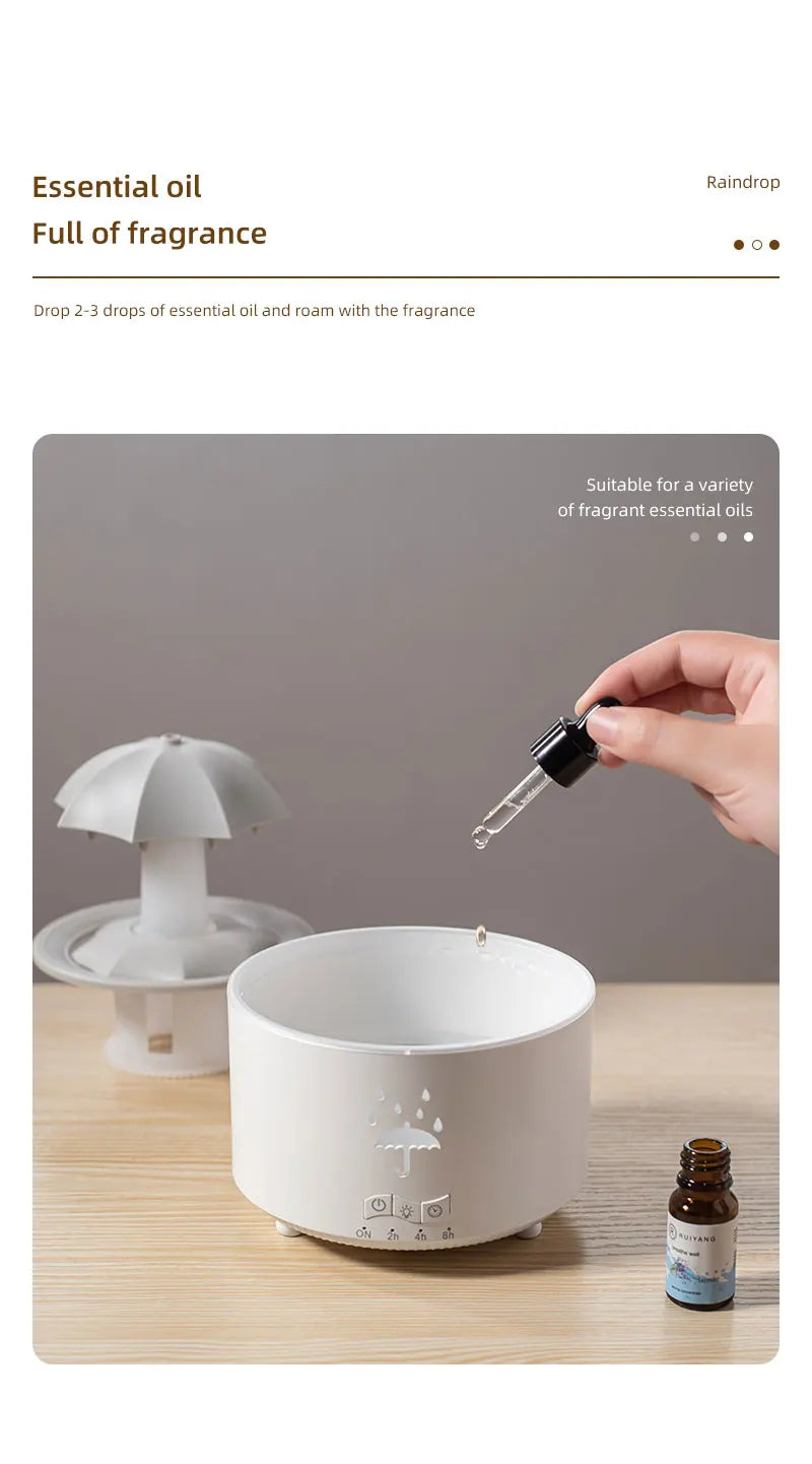Ultra Quiet Raindrop Humidifier Aromatherapy Diffuser