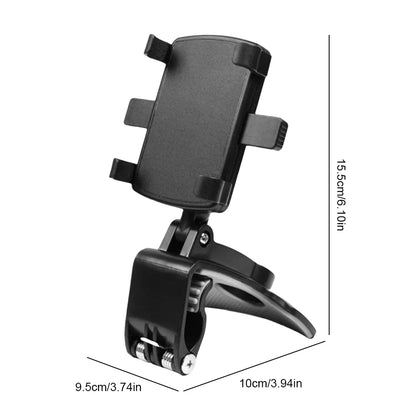 360° Rotatable Car Phone Mount - Multi-Function Clip-on Dashboard