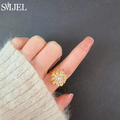 Luxury Crystal Anxiety Relief Spinning Fidget Rings for Women