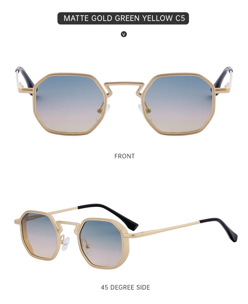 Small Frame Hexason Steampunk Sunglasses Men