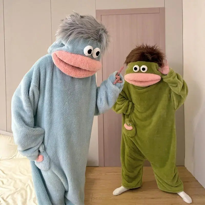 Cartoon Pajamas Autumn Winter Couple Set Wacky Bodysuit