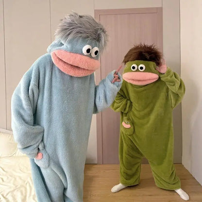 Cartoon Pajamas Autumn Winter Couple Set Wacky Bodysuit