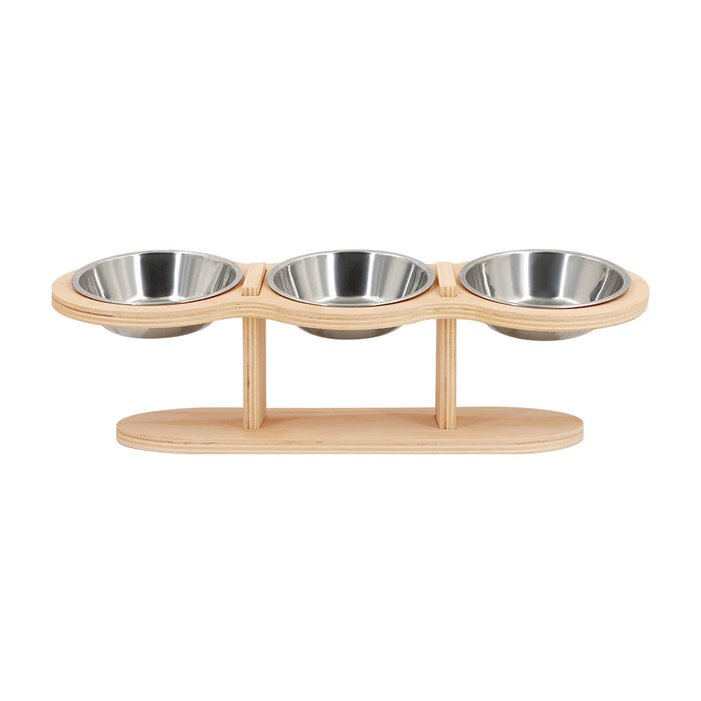 Elevated Cat Bowls Raised Wood Stand Feeder