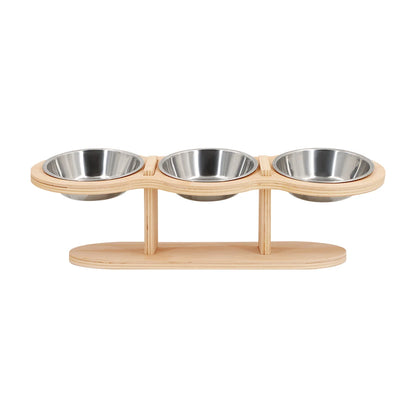 Elevated Cat Bowls Raised Wood Stand Feeder