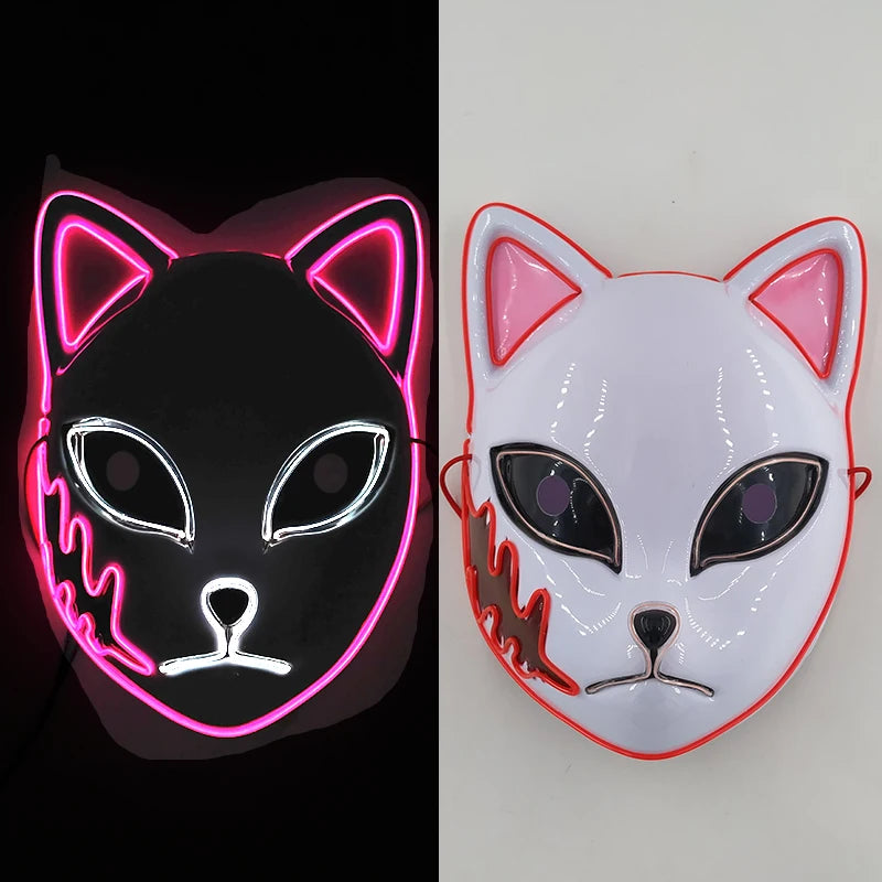 Glowing  Demon Slayer Mask Cosplay Japanese Cartoon