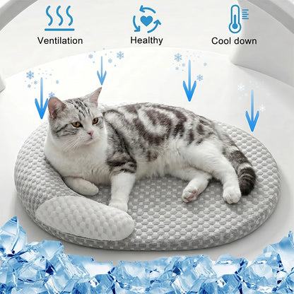 Cooling Dog Bed Summer Ice Silk Cat Mat Oval Pet Nest