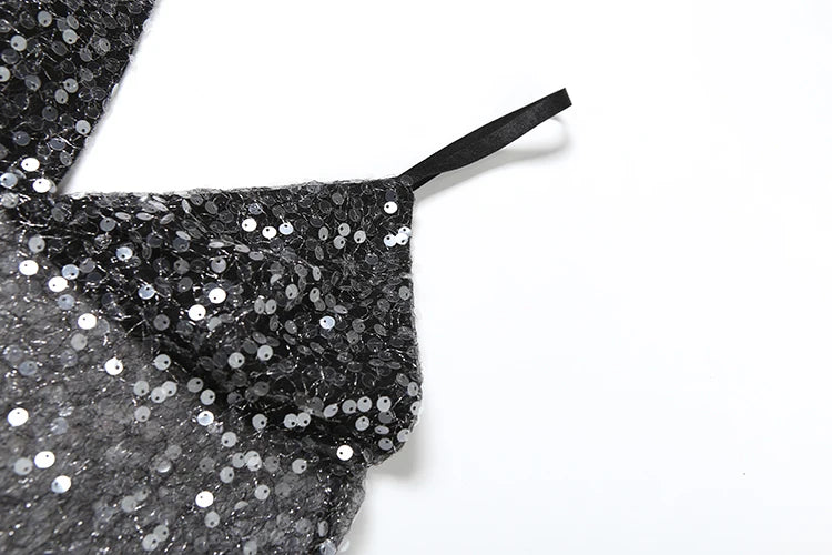 Weird Puss Sequins Patchwork Mesh Camisole Women