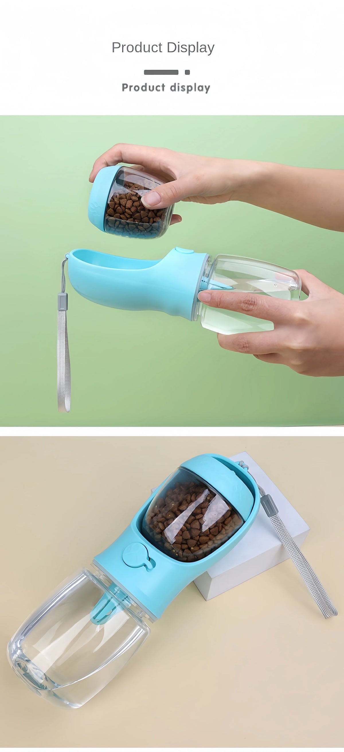 Portable Dog Cat Water Bottle with Storage Food and Water